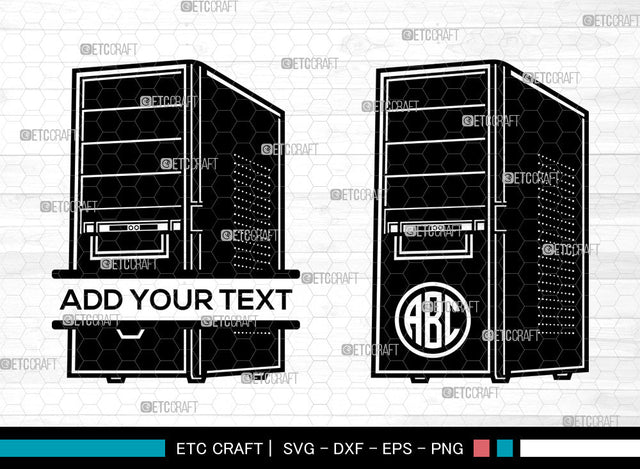 PC Computer Monogram SVG, Desktop Svg, Computer Svg, CPU Svg, Circle Monogram Svg, Sound Box Svg, Mouse Svg, Split Monogram Svg SVG ETC Craft 