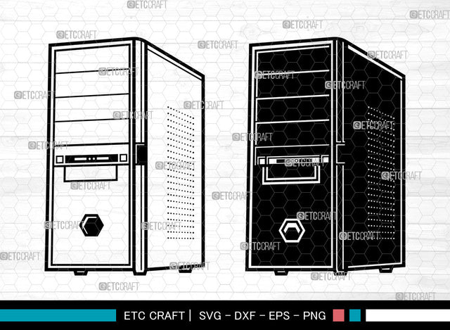 PC Computer SVG, Desktop Svg, Computer Svg, CPU Svg, Keyboard Svg, Sound Box Svg, Mouse Svg, Computer Set Svg SVG ETC Craft 