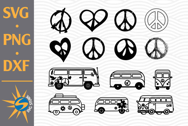 Peace And Hippie Bus SVG, PNG, DXF Digital Files Include SVG SVGStoreShop 