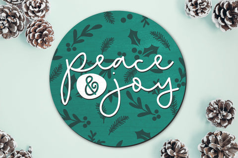 Peace and Joy Laser Cut round sign file| Glowforge SVG Brushed Rose 