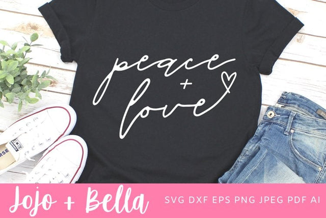 Peace and Love SVG, Love Quote Svg, Peace Quote Svg, Shirt Svg, Boho Shirt Svg,Svg files for Cricut and Silhouette, Sublimation SVG Jojo&Bella 