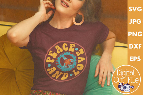 Peace And Love Svg | Retro Hippie Shirt Design SVG Crafty Mama Studios 