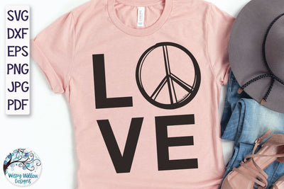 Peace and Love SVG SVG Wispy Willow Designs 