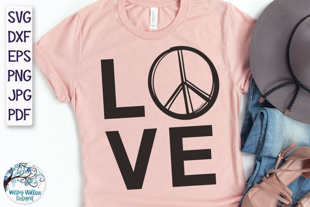Peace and Love SVG SVG Wispy Willow Designs 