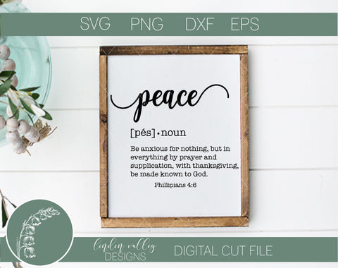 Peace Definition Typography SVG SVG Linden Valley Designs 