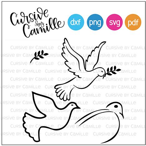 Peace Dove Cut File SVG Cursive by Camille 