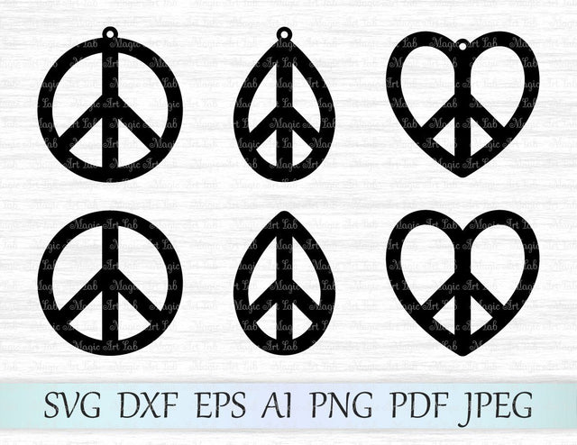 Peace earrings cut files SVG MagicArtLab 