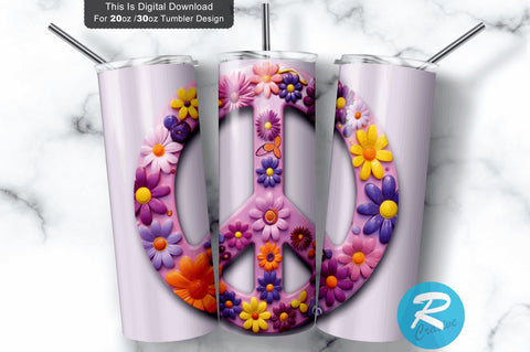 Peace Floral 20 oz / 30 oz Tumbler PNG Sublimation Regulrcrative 