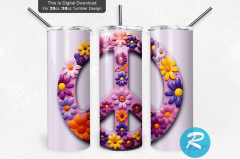 Peace Floral 20 oz / 30 oz Tumbler PNG Sublimation Regulrcrative 