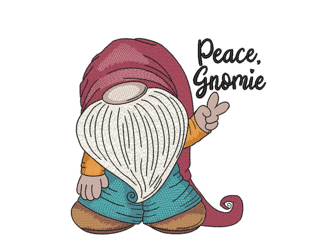 Peace Gnome Embroidery Design, 3 sizes Embroidery/Applique DESIGNS Nino Nadaraia 