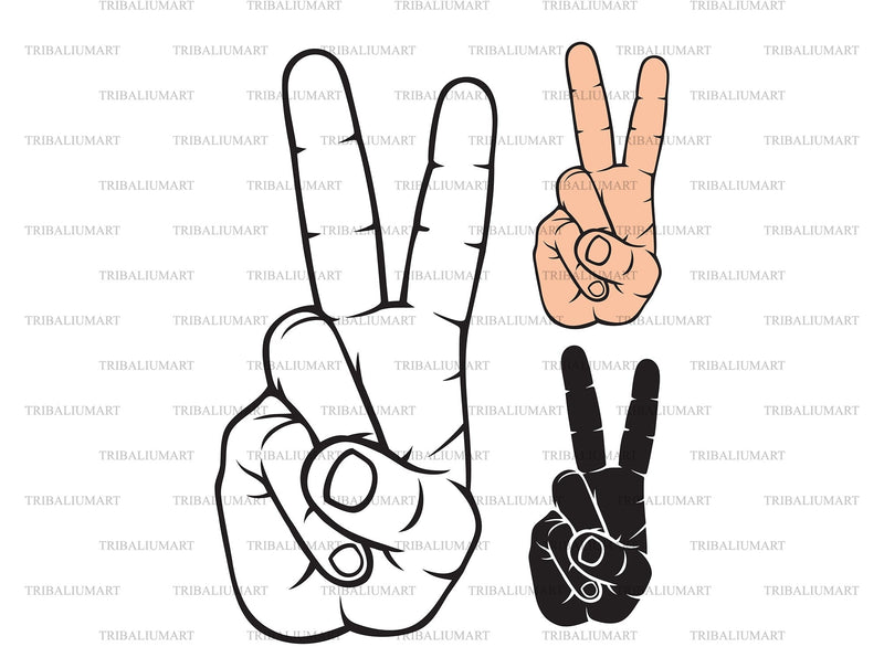 Peace Hand Sign SVG TribaliumArtSF 