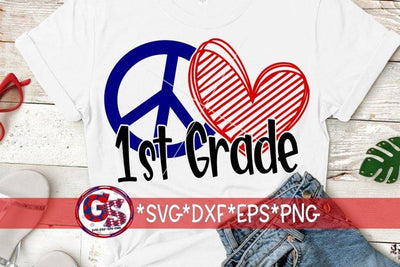 Peace Love 1st Grade-SVG DXF EPS PNG SVG Greedy Stitches 