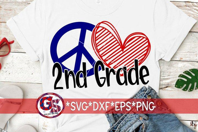 Peace Love 2nd Grade-SVG DXF EPS PNG SVG Greedy Stitches 