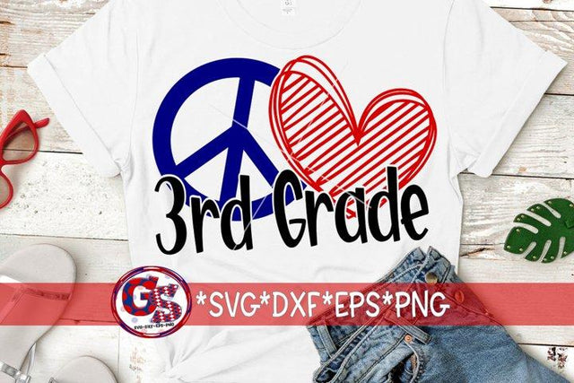 Peace Love 3rd Grade-SVG DXF EPS PNG SVG Greedy Stitches 