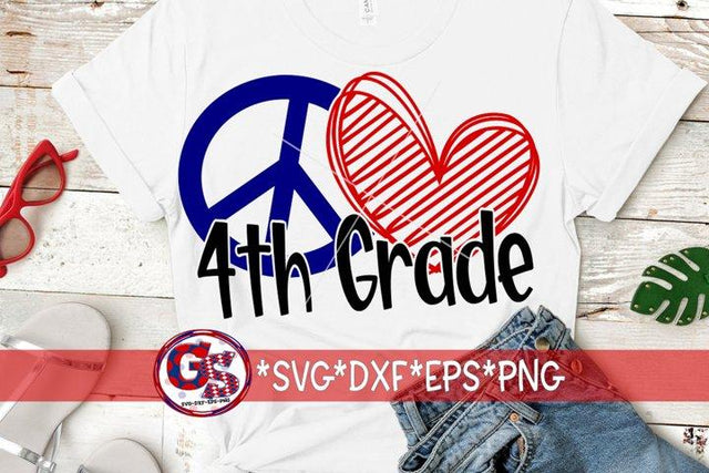 Peace Love 4th Grade-SVG DXF EPS PNG SVG Greedy Stitches 