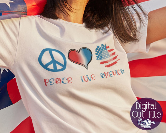 Peace Love America - 4th Of July - Fourth Of July Svg - Sunflower SVG Crafty Mama Studios 