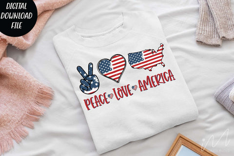 Peace love America png, USA Independents day t shirt png SVG Isabella Machell 