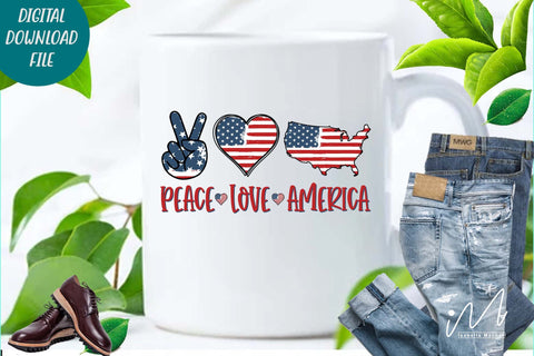 Peace love America png, USA Independents day t shirt png SVG Isabella Machell 
