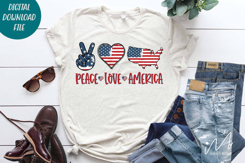 Peace love America png, USA Independents day t shirt png SVG Isabella Machell 