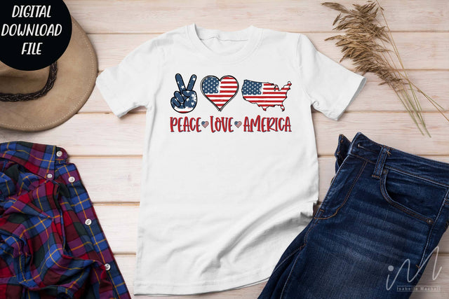 Peace love America png, USA Independents day t shirt png SVG Isabella Machell 