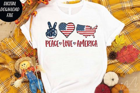 Peace love America png, USA Independents day t shirt png SVG Isabella Machell 