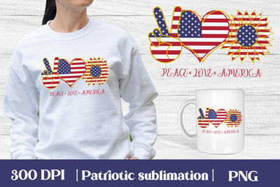 Peace love America sublimation | Patriotic sunflower Sublimation Svetana Studio 