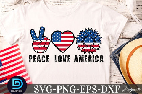 Peace Love America, Sunflower 4th July SVG SVG DESIGNISTIC 