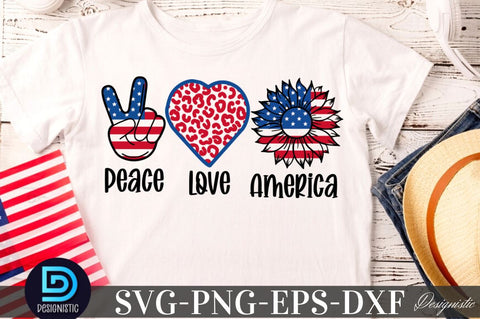 Peace Love America, Sunflower 4th July SVG SVG DESIGNISTIC 