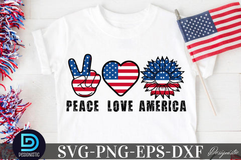Peace Love America, Sunflower 4th July SVG SVG DESIGNISTIC 