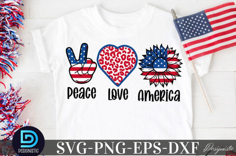 Peace Love America, Sunflower 4th July SVG SVG DESIGNISTIC 