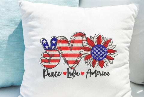 Peace Love America, sunflower design, USA design, Patriotic America, July 4th Independence Day. Embroidery/Applique DESIGNS ArtEMByNatalia 