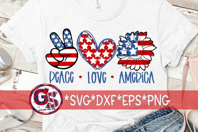 Peace Love America Sunflower-SVG DXF EPS PNG SVG Greedy Stitches 