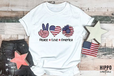 Peace Love America SVG | Patriotic SVG Cut File SVG Hippo Creations 