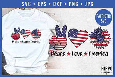 Peace Love America SVG | Patriotic SVG Cut File SVG Hippo Creations 