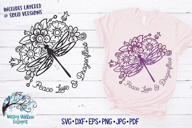 Peace Love and Dragonflies SVG SVG Wispy Willow Designs 