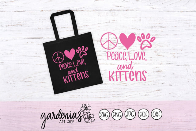 Peace Love and Kittens SVG Gardenias Art Shop 