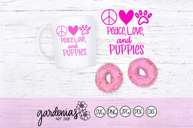 Peace Love and Puppies SVG Gardenias Art Shop 
