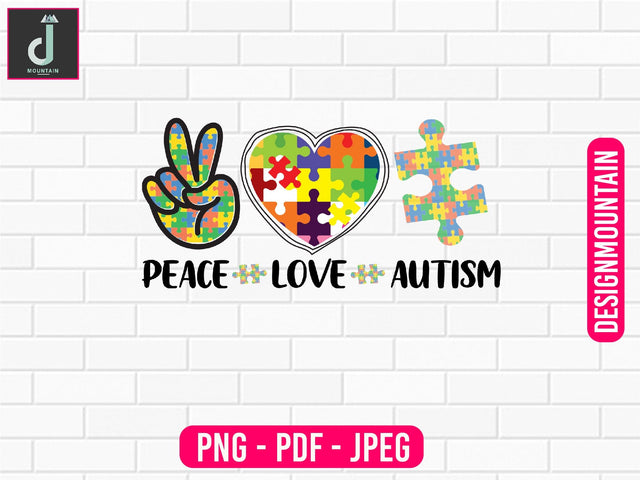 peace love autism Awareness Png, Austim Png, Austim Bundle design Sublimation Alihossainbd 