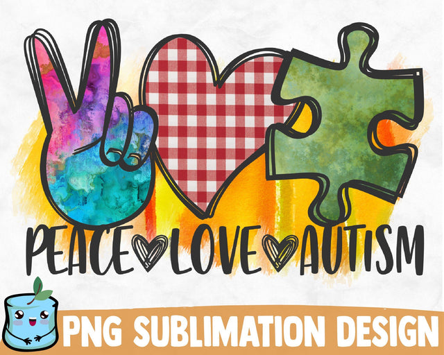 Peace Love Autism Sublimation Design Sublimation MintyMarshmallows 