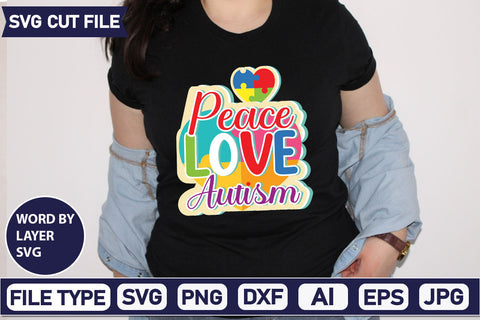 Peace Love Autism SVG Cut File SVG DesignPlante 503 