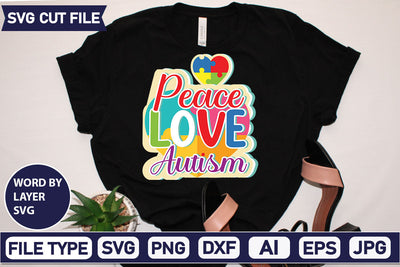 Peace Love Autism SVG Cut File SVG DesignPlante 503 