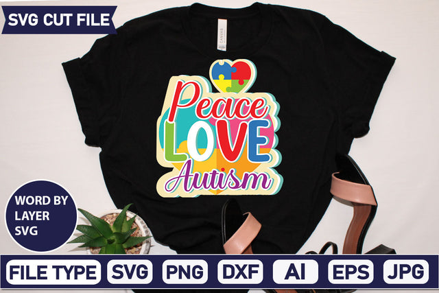 Peace Love Autism SVG Cut File SVG DesignPlante 503 