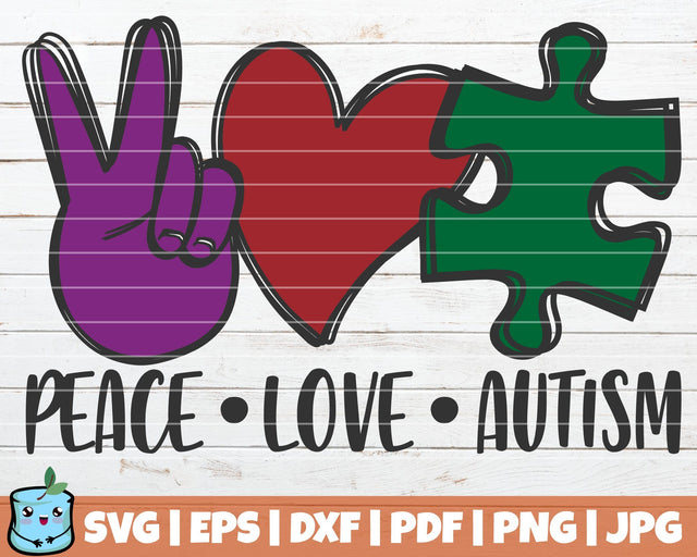 Peace Love Autism SVG MintyMarshmallows 