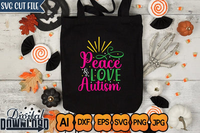 Peace Love Autism,SVGs,Quotes and Sayings,Food & Drink,On Sale, Print & Cut SVG Newmockups 