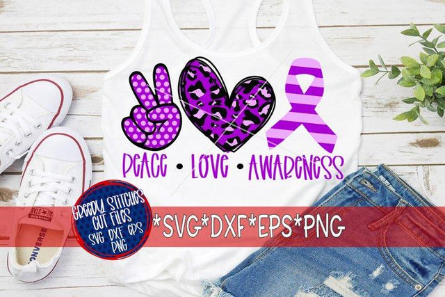 Peace Love Awareness SVG DXF EPS PNG-Epilepsy SVG SVG Greedy Stitches 
