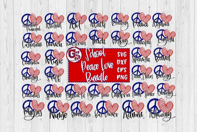 Peace Love Back To School Bundle-SVG DXF EPS PNG SVG Greedy Stitches 