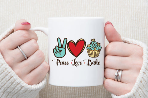 Peace Love Bake Retro Sublimation SVG designartist 