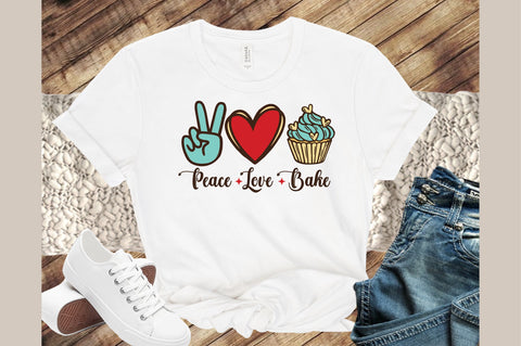 Peace Love Bake Retro Sublimation SVG designartist 