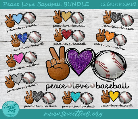 Peace Love Baseball BUNDLE Sublimation Waterslide PNG Sublimation Sweet Tees 