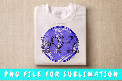 Peace Love Baseball PNG, Baseball Design For Sublimation Sublimation HappyDesignStudio 